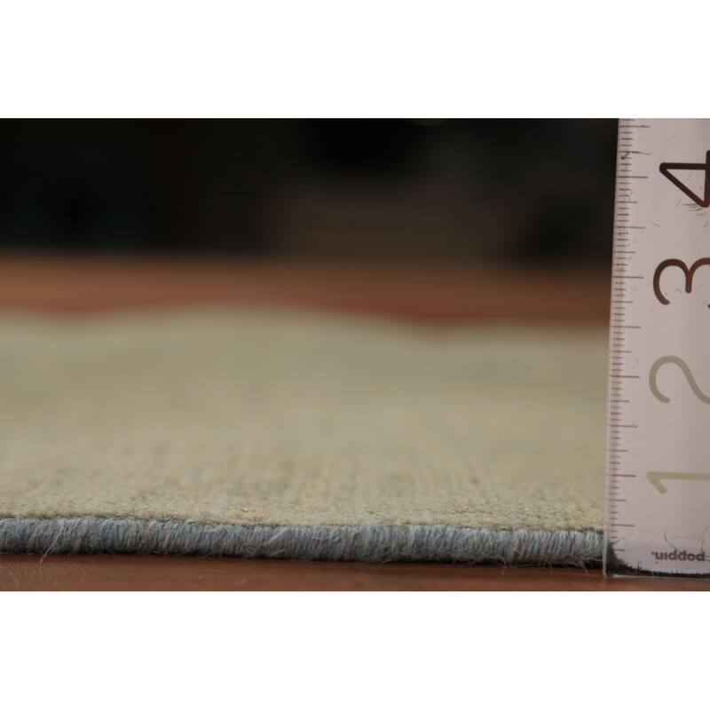 Solid Gabbeh Oriental Rug Handmade Solid Green Wool Carpet - 3'4" x 4'10"