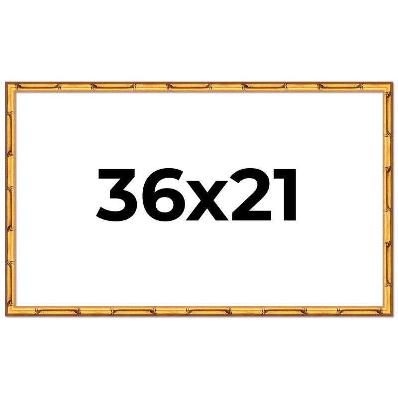 36x21 Frame Gold Bamboo Picture Frame Modern Photo Frame Includes UV Acrylic Shatter Guard Front Acid Free Foam Backing Board