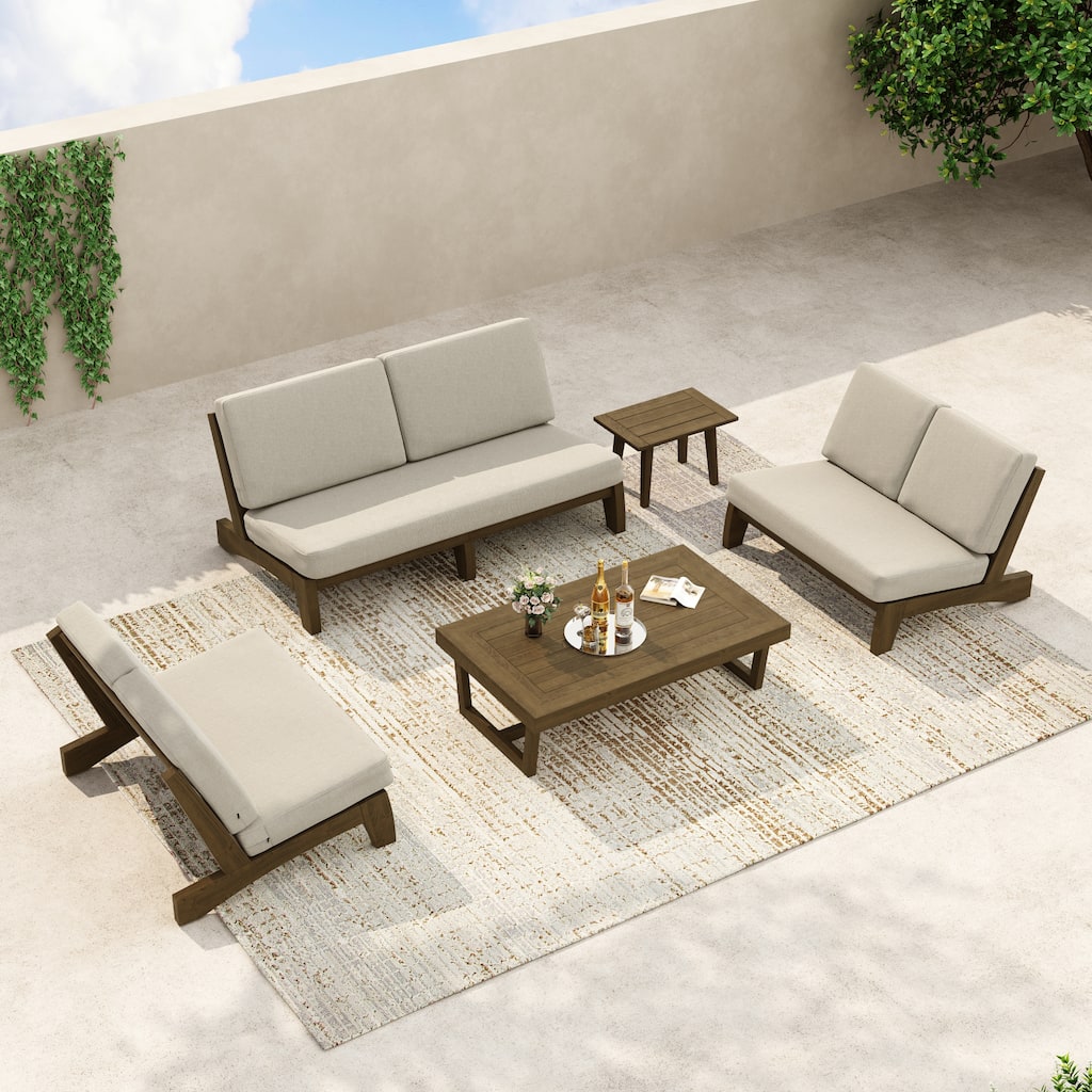 Outdoor Sofa Set with Whole Cushion Loveseat, Coffee & Side Table