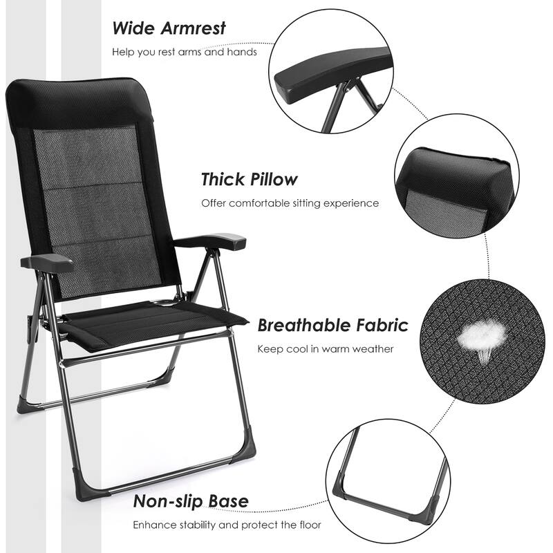 2PCS Patio Dining Chairs Folding Outdoor Lawn Chairs Camping Chairs