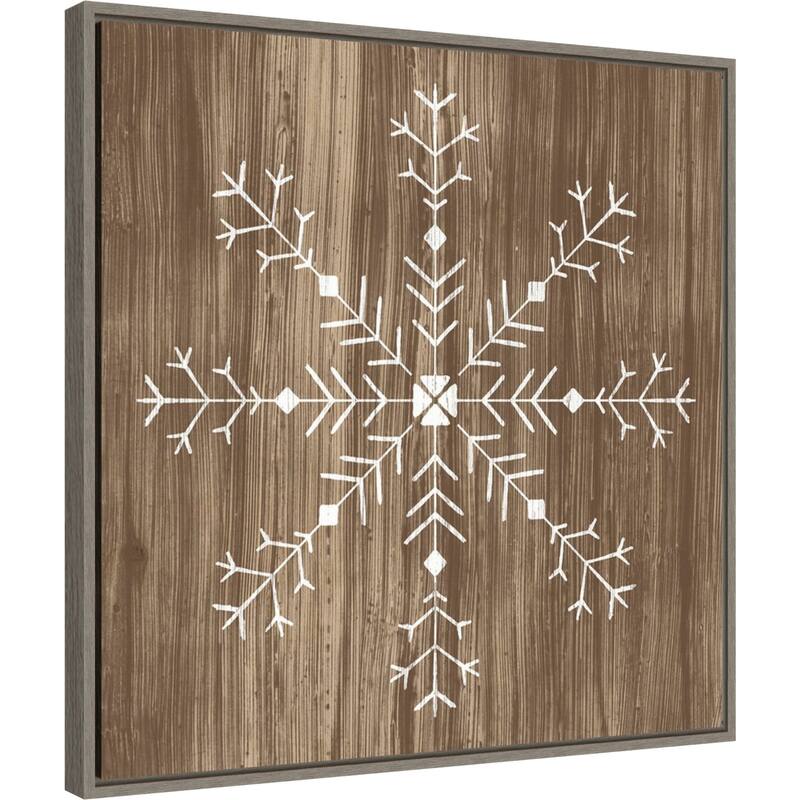 Barnwood Wonderland I Snowflake by June Erica Vess Framed Canvas Wall Art