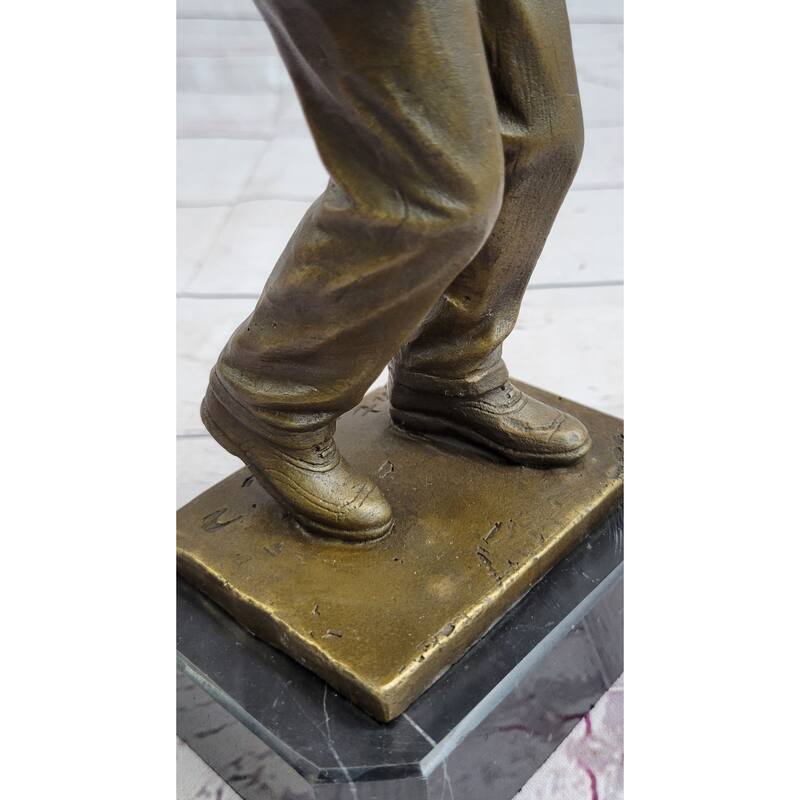 Hot Cast Saxophone Player Bronze Sculpture Marble Base Figurine Figure Home Deco