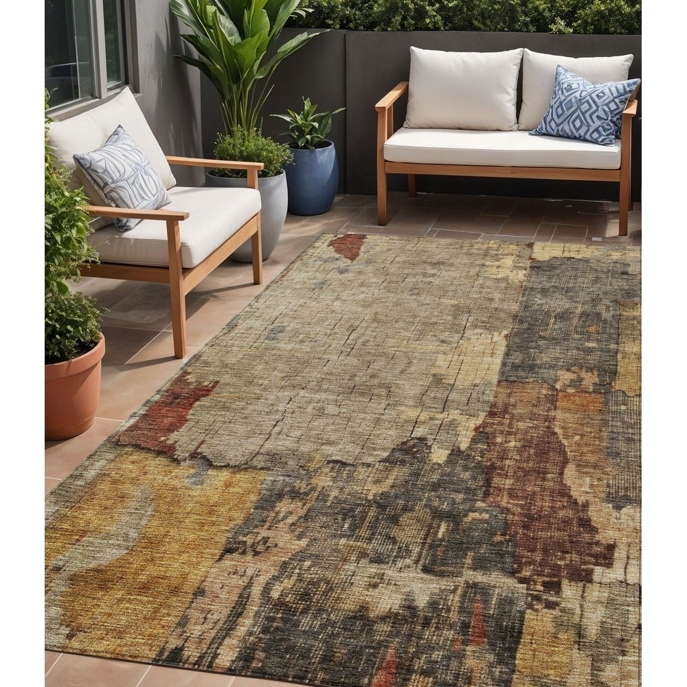 HomeRoots Abstract Transitional Rectangle Outdoor Rug