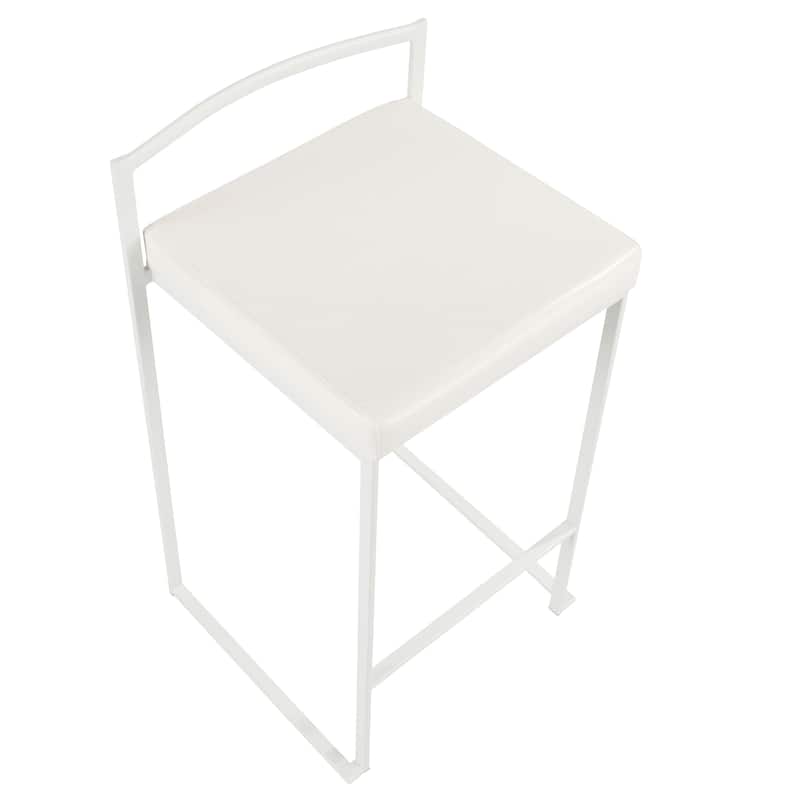 Porch & Den Forrest White Stackable Fully Welded Counter Stool (Set of 3)