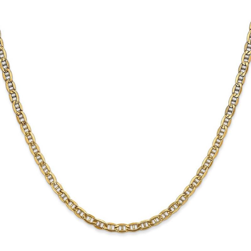 Curata 10k Yellow Gold 3.2mm Semi-solid Anchor Link Chain Necklace (Lobster) Options: 16 18 20 24