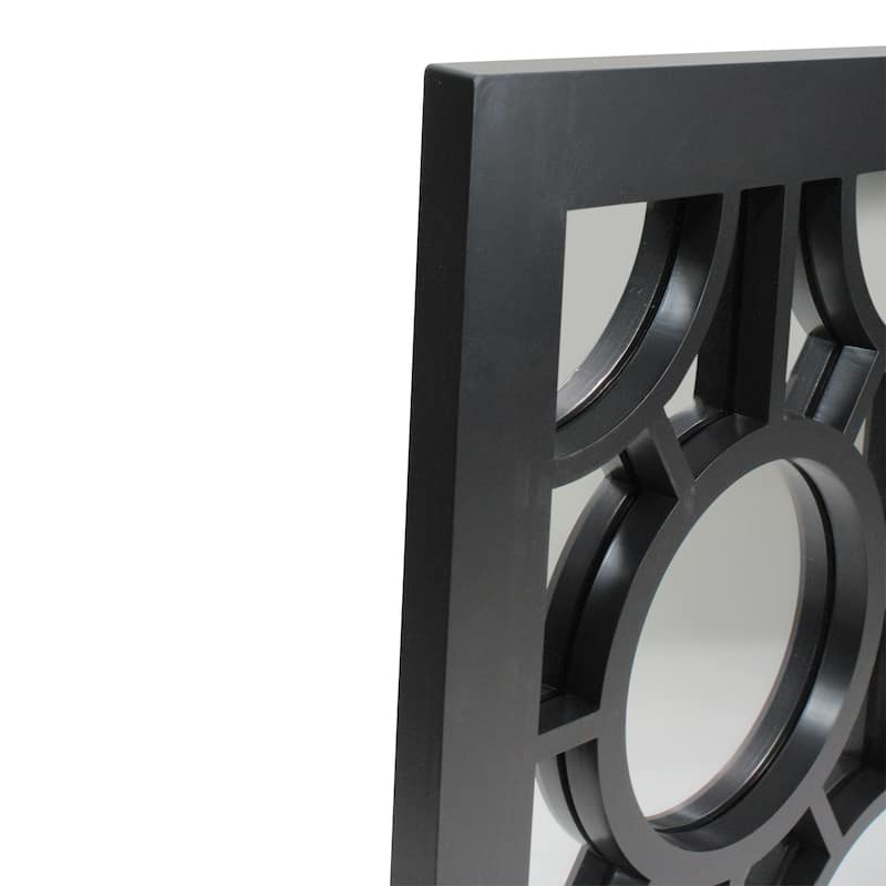 25.5" Black Geometric Circles Rectangular Wall Mirror