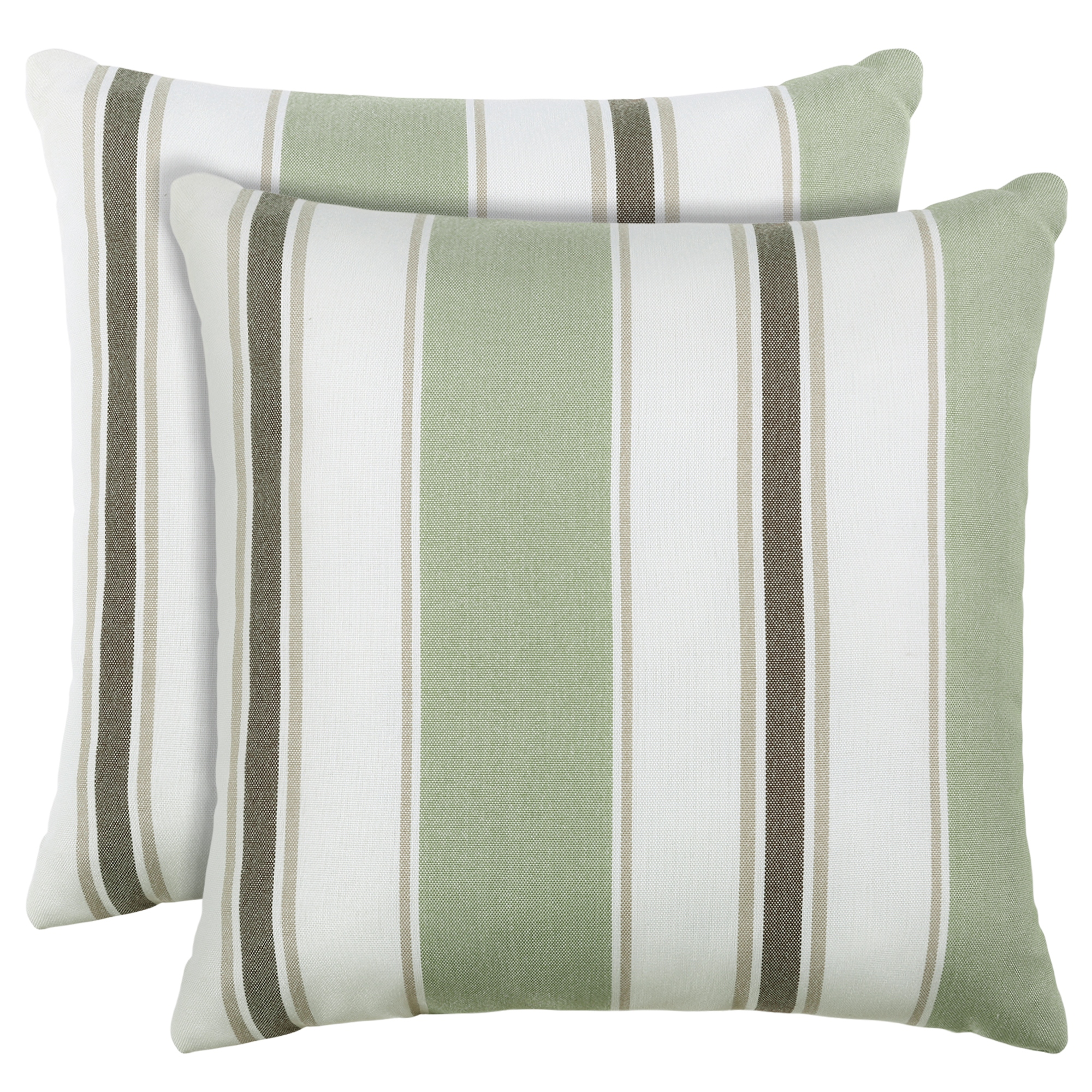 Pack Of 2 Outdoor Pillow With Inserts 18 x 18 Green Strip Grey striped