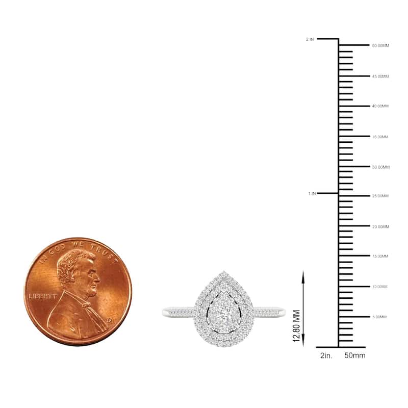 1/4ct TDW Diamond Cluster Double Halo Engagement Ring in 10k White Gold for Women