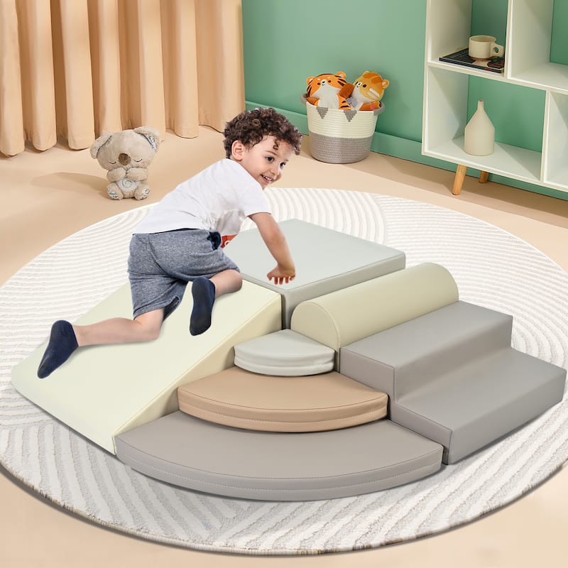 7-Piece Soft Foam Climbing Blocks for Toddlers,Soft Climb& Crawl Playset Indoor, Soft Play Equipment Climb and Crawl Playground