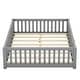 preview thumbnail 25 of 40, Full Size Pine Wood Floor Bed with Safety Guardrails and Door for Kids