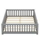 preview thumbnail 11 of 12, Gray Full Size Pine Wood Floor Bed with Safety Guardrails and Door