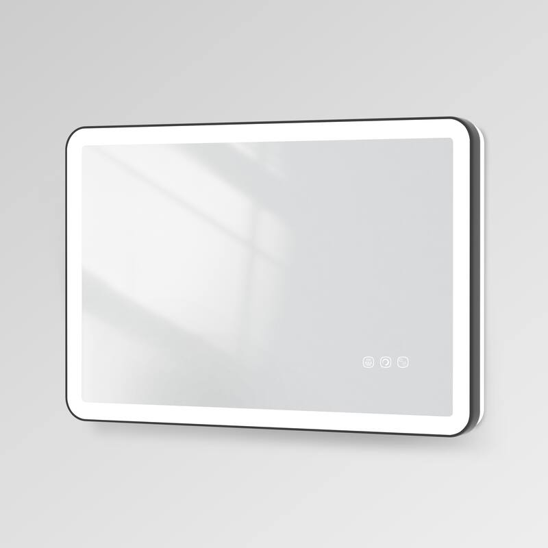 QuivaraView Luxury Aluminum Black Micro-arc Framed bathroom Vanity Wall Mounted LED lighted Mirror
