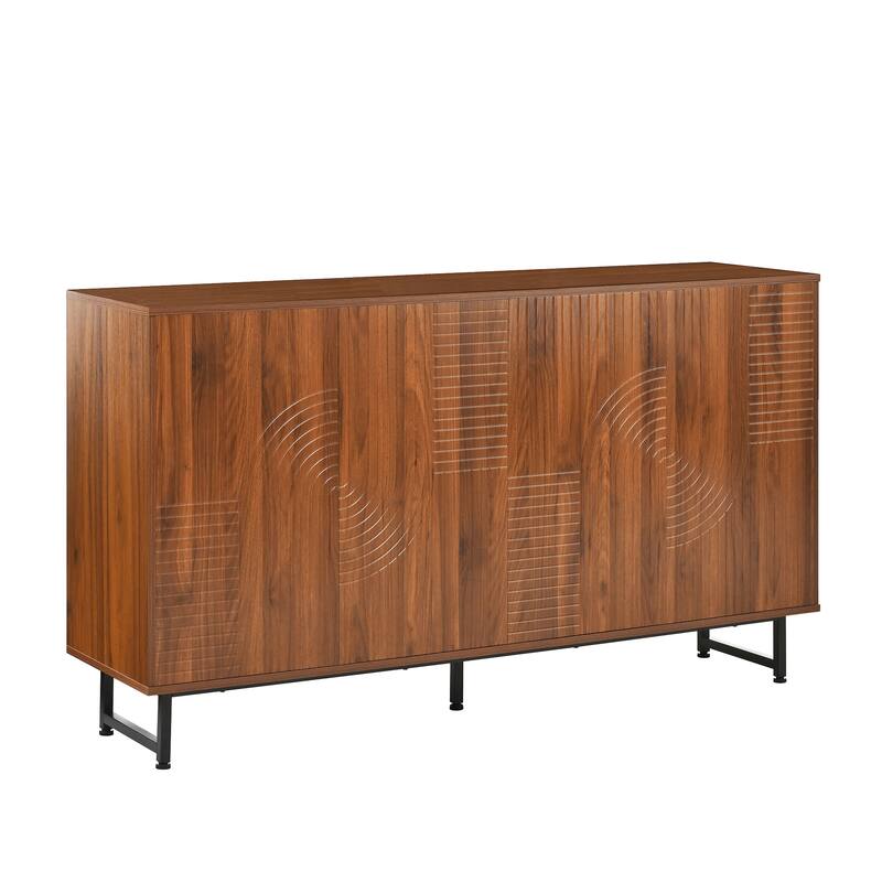 Mid-Century Modern Walnut Sideboard Buffet Cabinet