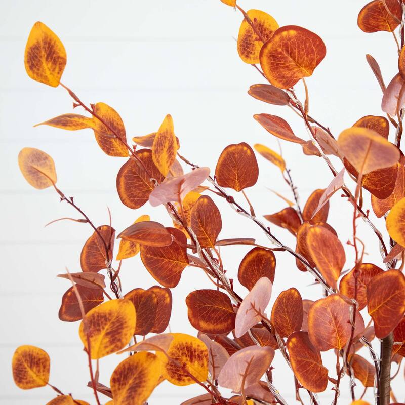 Pre-Lit Artificial Eucalyptus Tree - 6’ - Warm White LED Lights