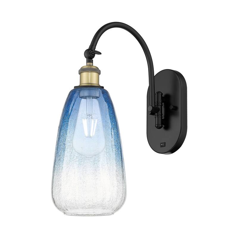 Innovations Lighting Endless Possibilities Ballston - Brookhaven Almond - 1 Light 6" Swiveling Sconce - Black Antique Brass/Sapphire Blue