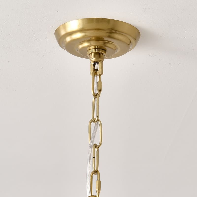 Adjustable Brass Chandelier Modern Mid-Century Pendant Light with Glass Shades for Dining Room Kitchen Island
