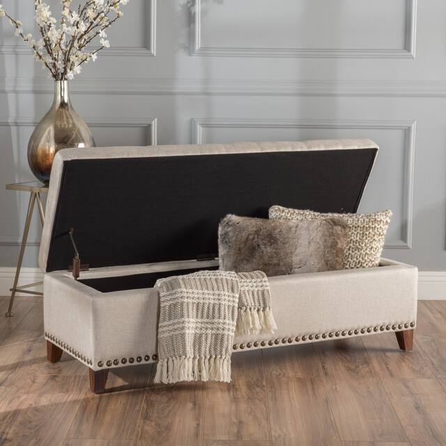 Gavin Tufted Fabric Storage Bench by Christopher Knight Home