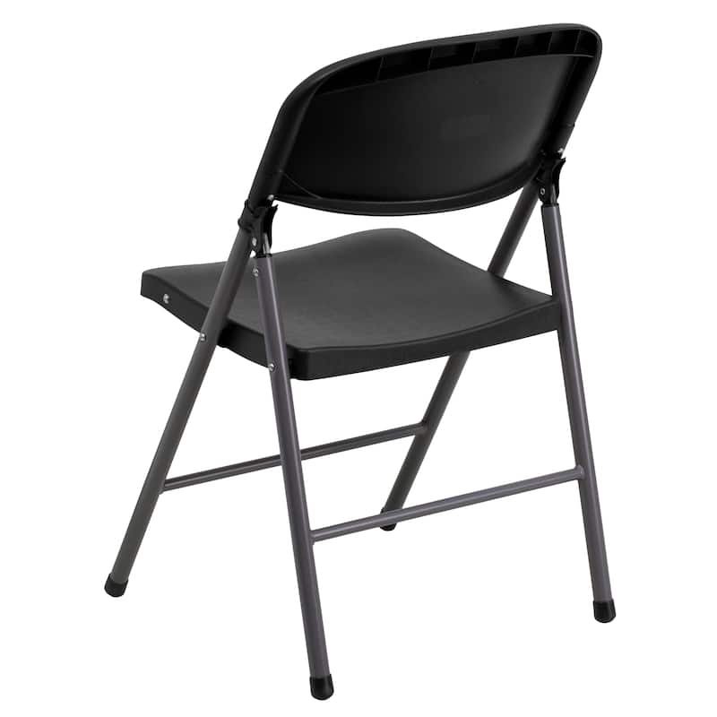 6 PK 330 lb. Capacity Plastic Folding Chair with Charcoal Frame