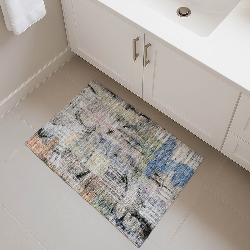 Premium Washable Super Soft Abstract Kola Mayfield Rug - Blue - 1'8" x 2'6"