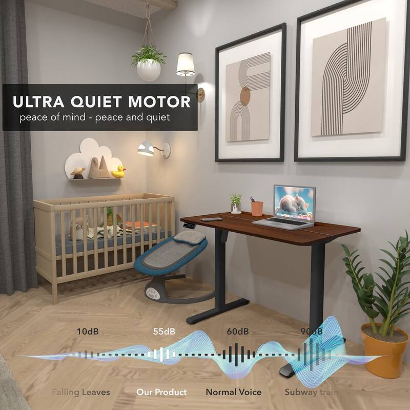 Mount-It! 40"W Electric Rectangular Adjustable Standing Desk, Hazelnut/Black (MI-8036)