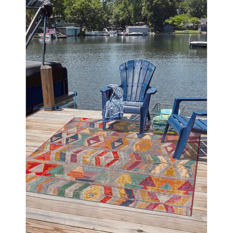 Outdoor Ucul Collection Area Rug - Multi - 10' Square