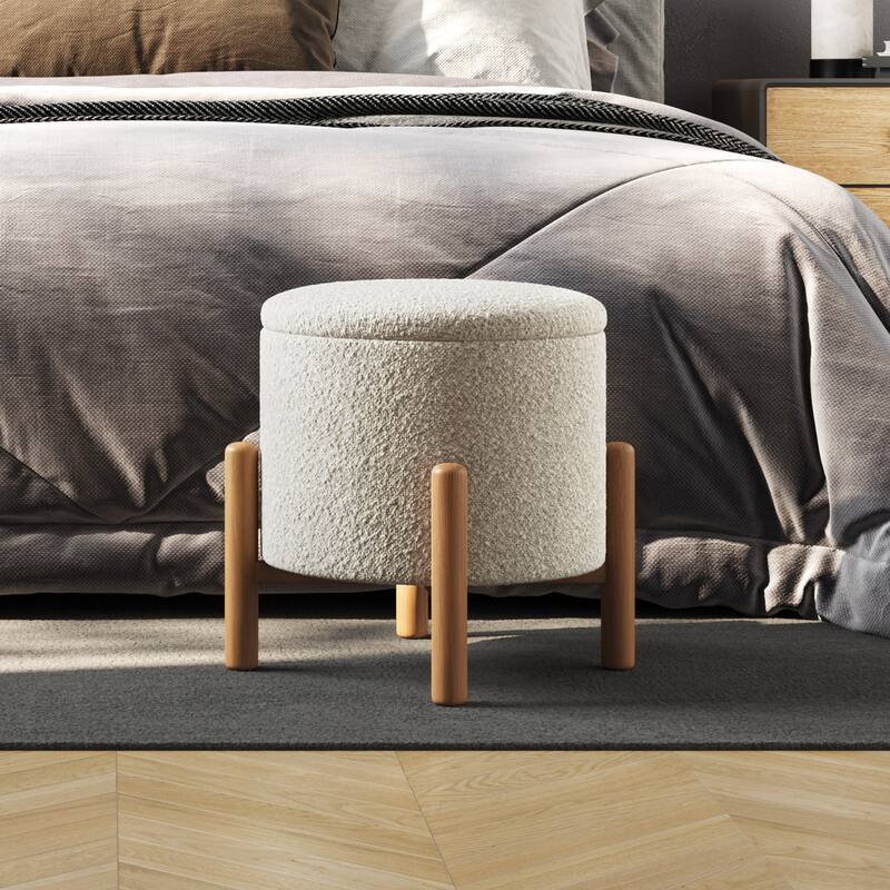 Lavish Home Round Storage Ottoman, Gray