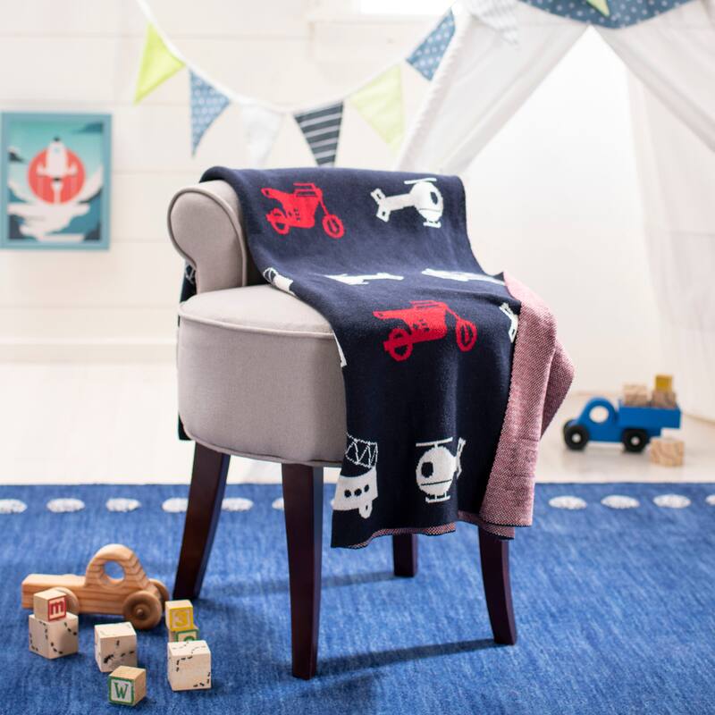 SAFAVIEH Gwendolyn Baby Throw - Navy / Red - 32" x 40" - 32" x 40" - 32Wx40D