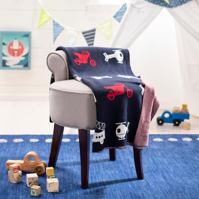 SAFAVIEH Baby Collection Wesley Throw - Navy / Red - 32" x 40" - 32" x 40"