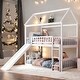 preview thumbnail 2 of 12, Friendly Design Twin Over Twin Bunk Bed with Slide, House Bed with Slide