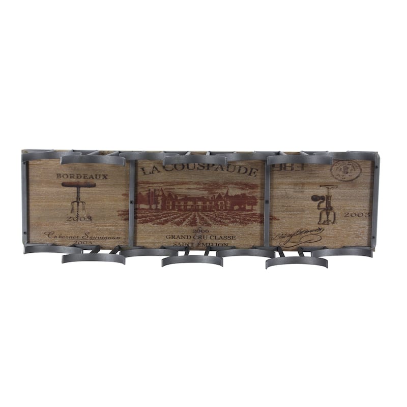 Brown Iron Industrial Wine Rack 10 x 26 x 7 - 26 x 7 x 10