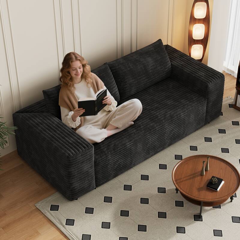 78.8" Corduroy Loveseat Sofa - Deep Seat, No Assembly Required, for Living Room, Bedroom, Apartment