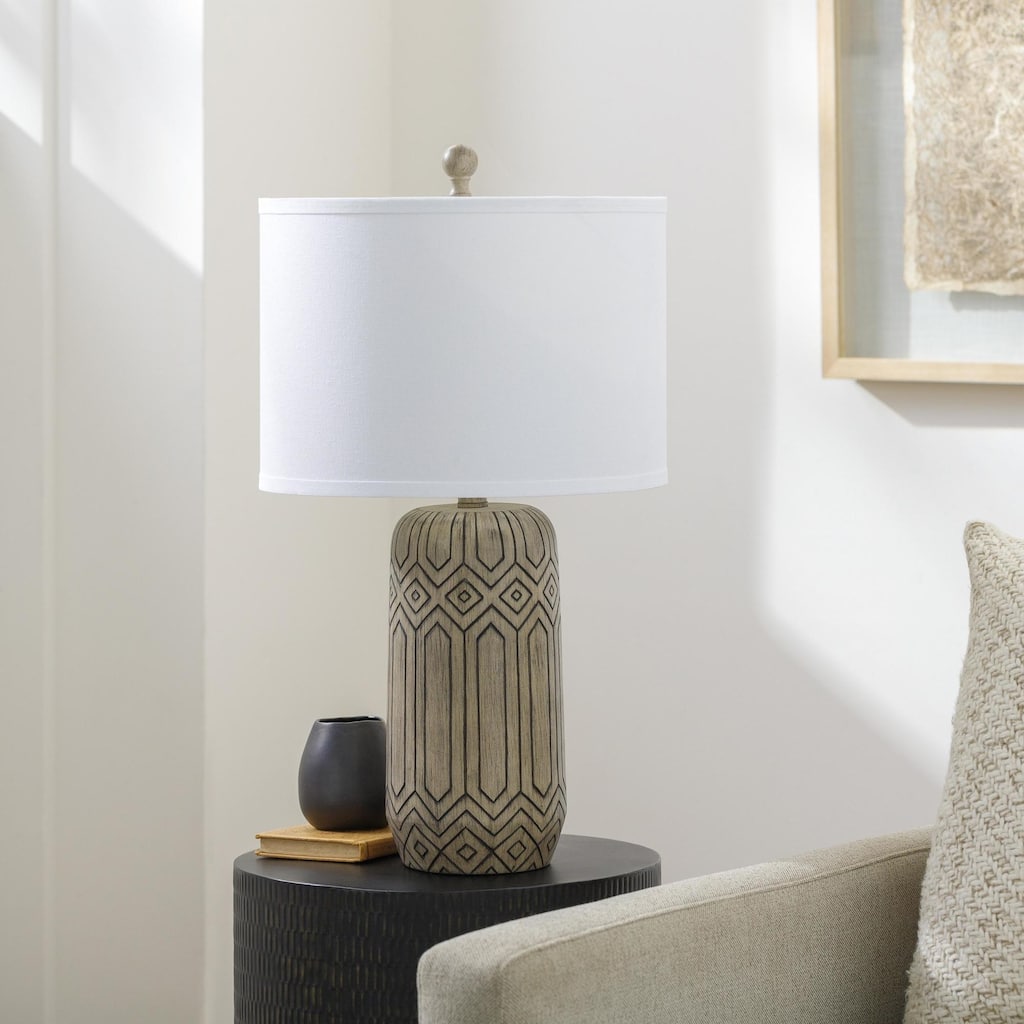 Kody Global Taupe Accent Table Lamp - 25"H x 14"W x 14"D