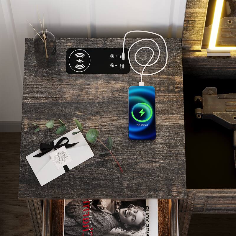 Makeup Vanity With Led Light and Hidden Storage