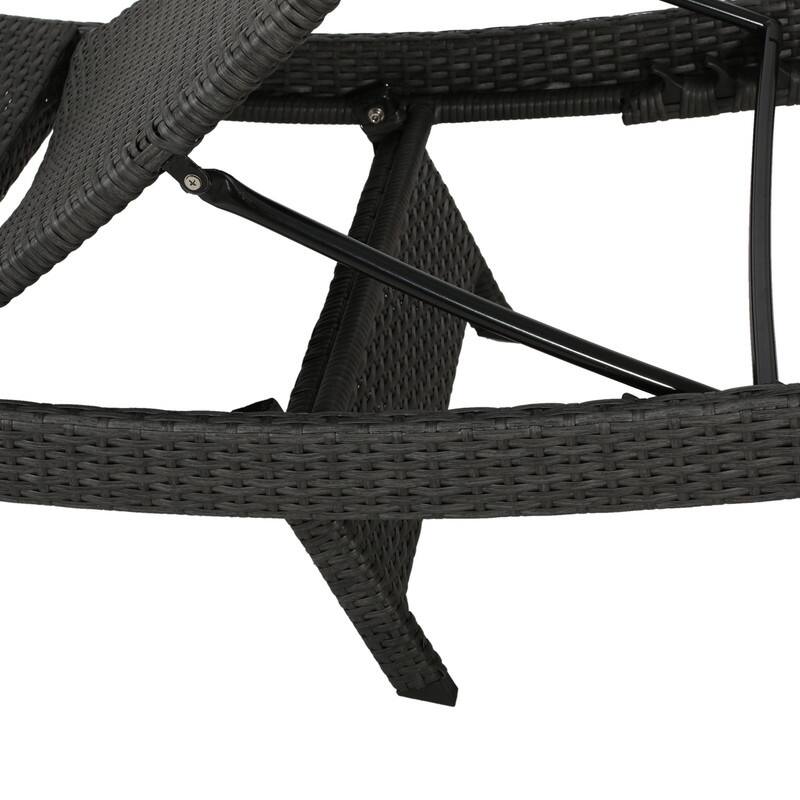 2-Piece PE Wicker Chaise Lounge Set, Adjustable Outdoor Stackable Sunbathing Chairs