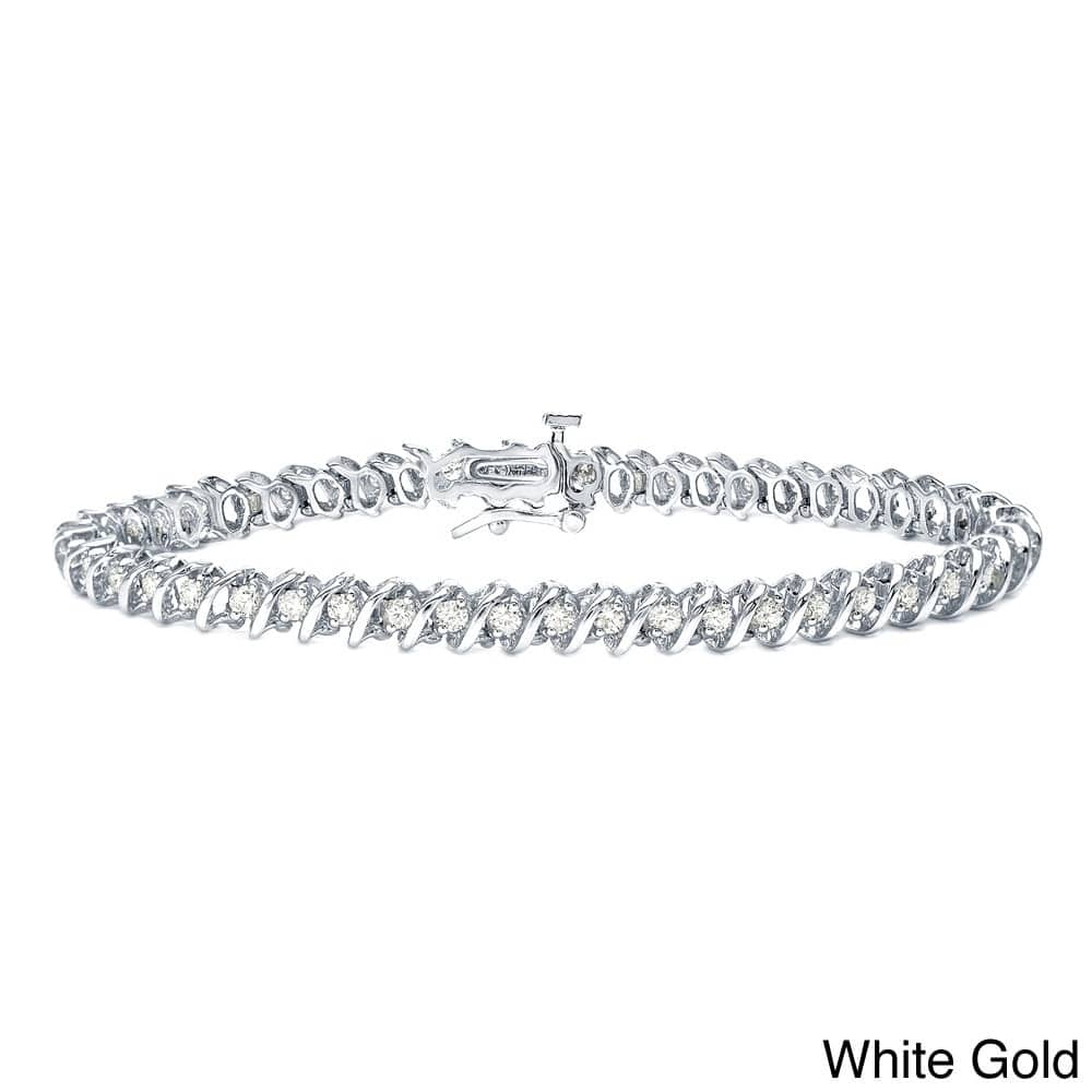 Auriya 1ct to 10ct TW S-link Diamond Tennis Bracelet 14k Gold