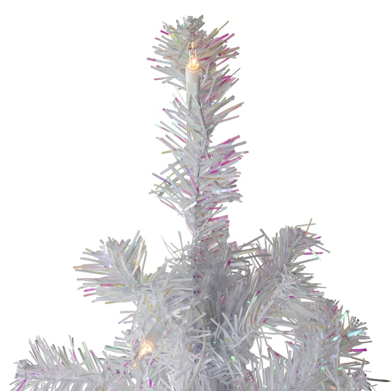 4' Pre-lit White Iridescent Pine Artificial Christmas Tree