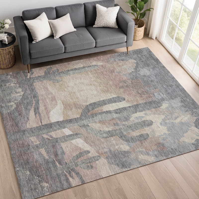Machine Washable Indoor/ Outdoor Desert Inspiration Chantille Rug