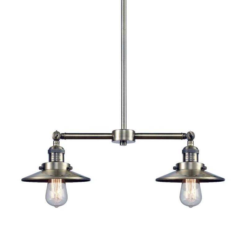 Innovations Lighting Railroad 2 Light 21" Wide Linear Chandelier - Antique Brass / Antique Brass