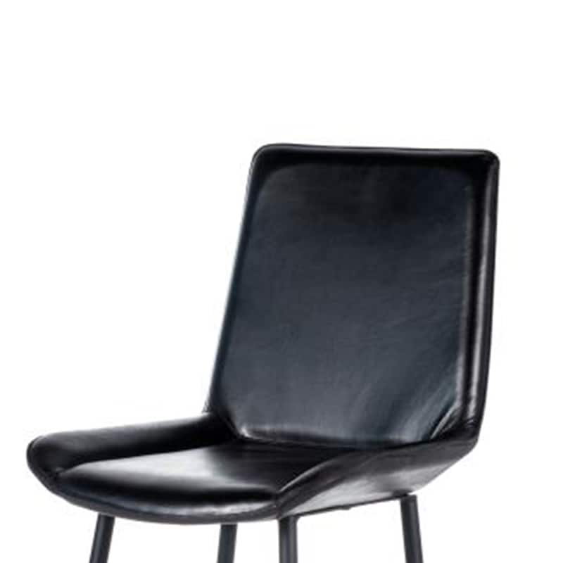 Isha Counter Stool Chair Set of 2, Gray Goat Leather, Black Iron