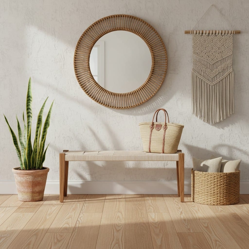 48 in. Beige Upholstered Accent Bench with Brown Solid Wood Frame