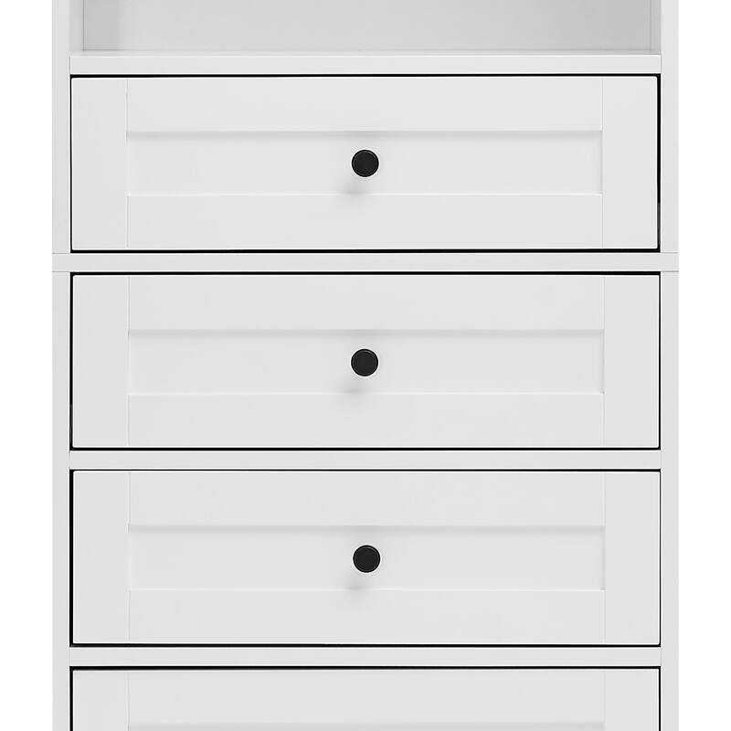 Classic Bathroom Storage Cabinet with an Open Shelf, 3 Drawers and a Cabinet