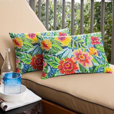 Sorra Home Pensacola Multi Outdoor/Indoor Knife Edge Pillow Set of Two 18in x 12in x 6in