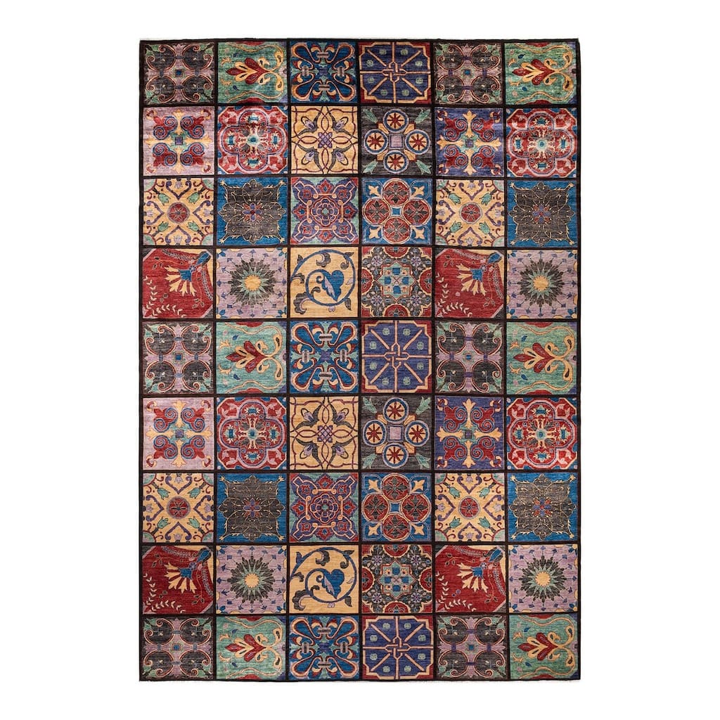 Overton Handknotted Wool Vintage Inspired Contemporary Eclectic Brown Area Rug - 17' 7" x 12' 3"
