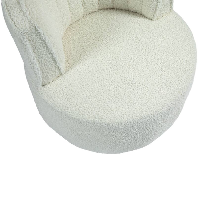 Upholstered Swivel Barrel Accent Chair Armchairs - Cream