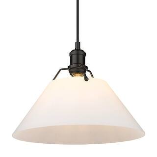 Yep by Golden Lighting Orwell 1-light 14in Pendant in Matte Black and Clear Glass