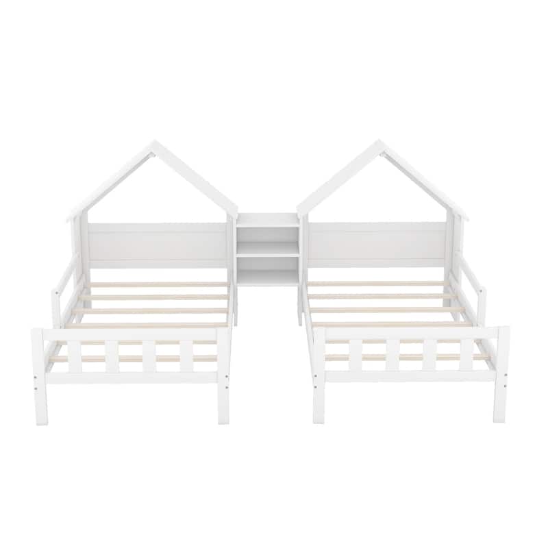 Merax Double Twin Size Platform Bed with Headboard and Nightstand