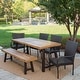 preview thumbnail 2 of 8, Salons Outdoor 6-pc. Wicker Wood Dining Set by Christopher Knight Home