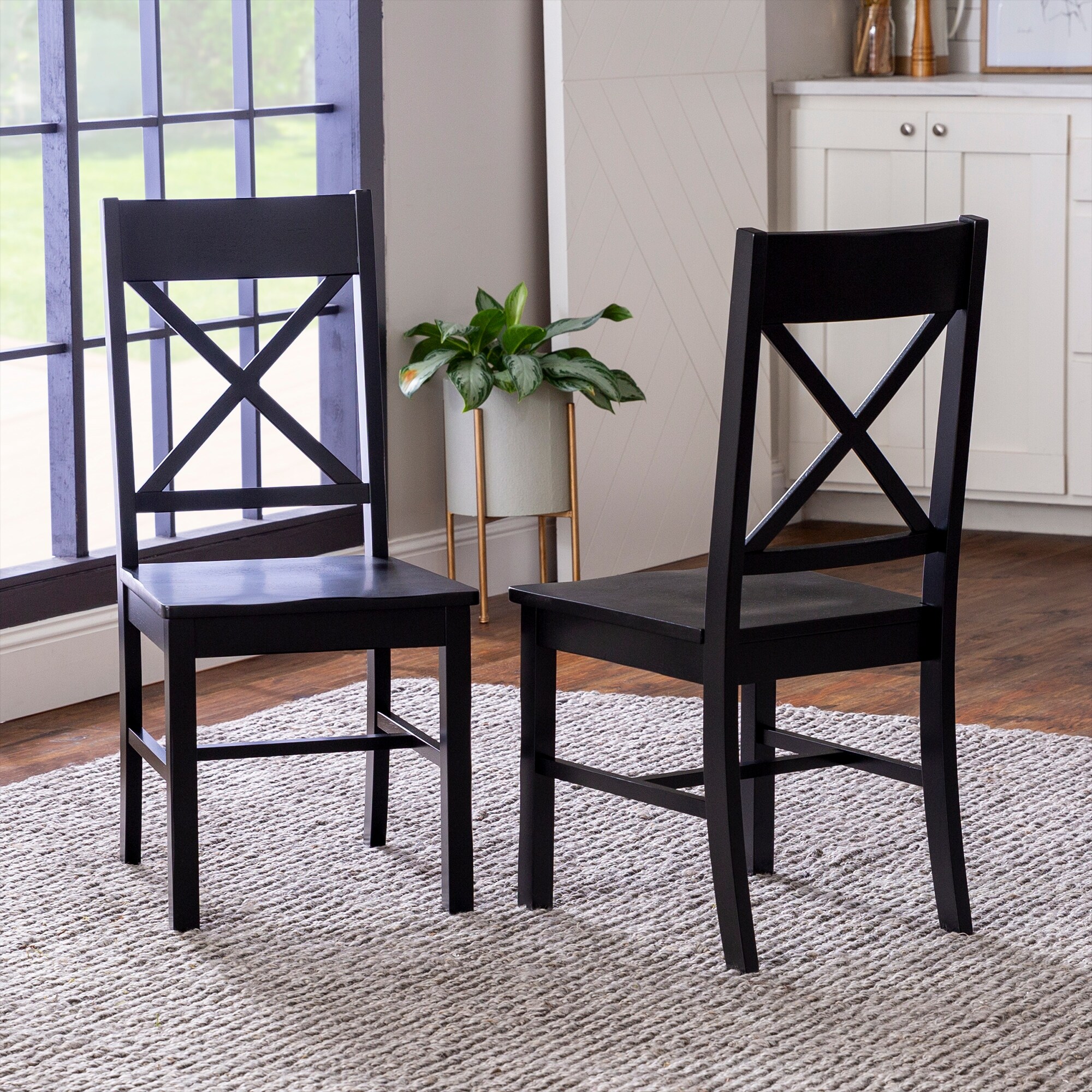 Walker Edison Antique X-Back Dining Side Chairs (Set of 2) - On