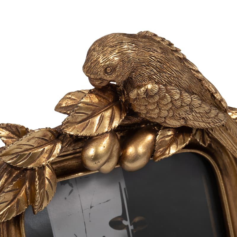 Sagebrook Home's Gold Resin Bird Photo Frame, 4x6, Enchanting Polyresin and Glass Elegance