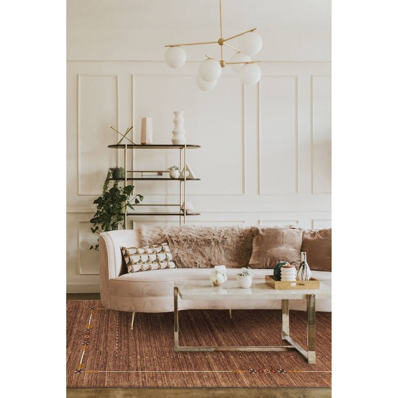 ECARPETGALLERY Hand Loomed Kashkuli Gabbeh Brown Wool Rug - 4'10 x 7'11